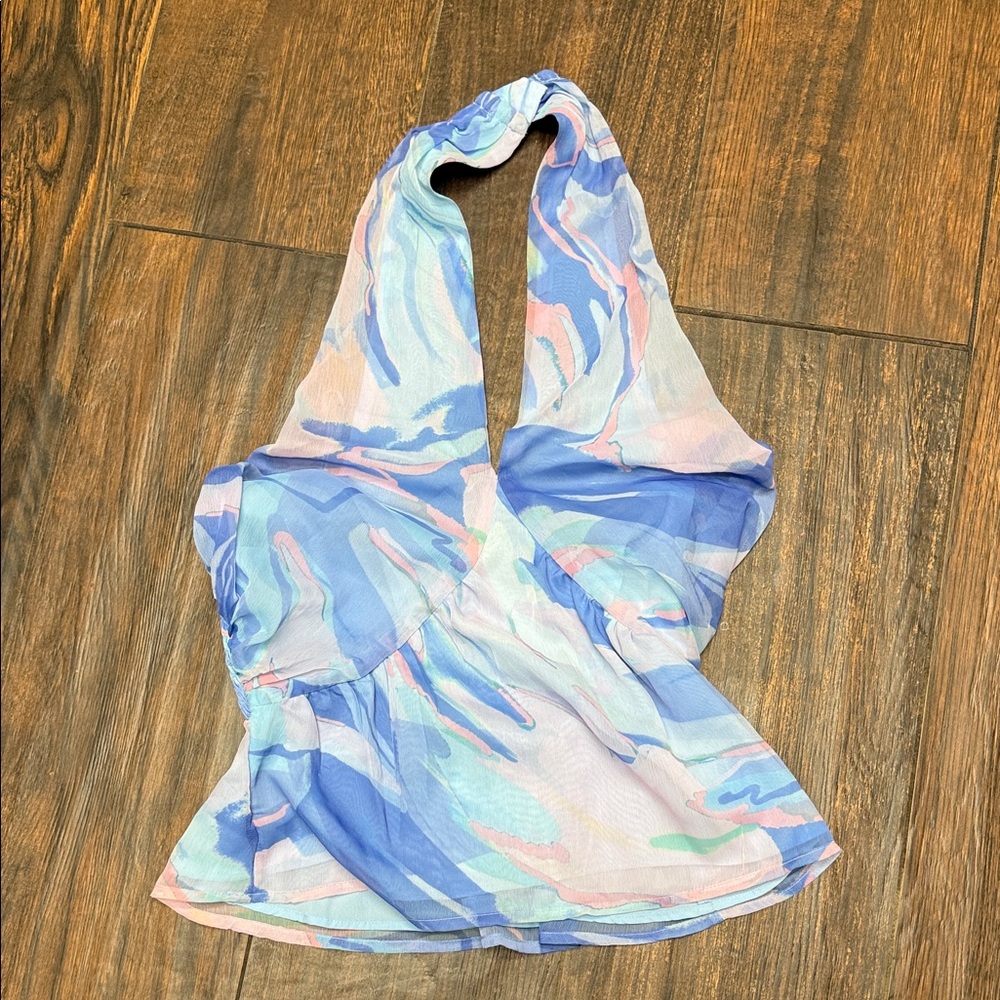 French Connection Multicolor Swirl Halter Top